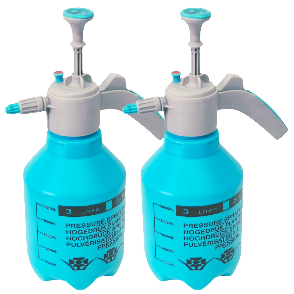 Kit com 2 Pulverizador Borrifador Pressão 3 Litros Com Válvula Com Bico Reserva Uso Profissional