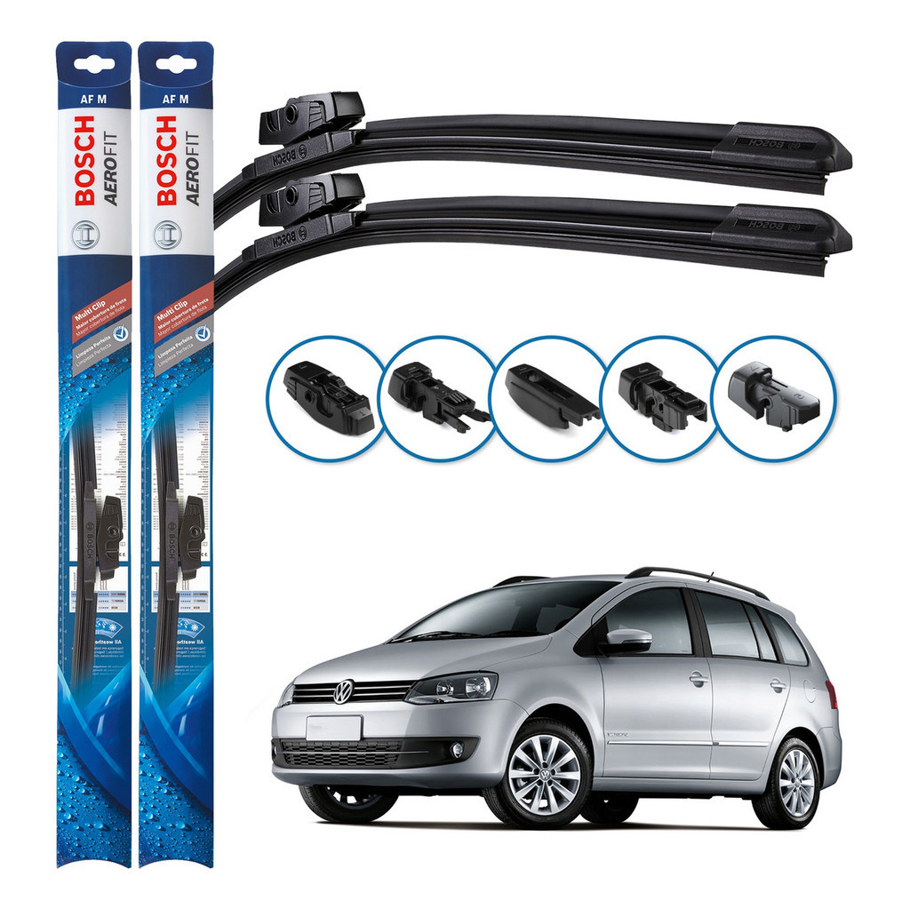 Par de Palhetas Limpador Parabrisa Multiclip Original Bosch Volkswagen Spacefox 2013 A 2019