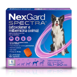 Nexgard Spectra Antipulgas e Carrapatos para Cães de 15,1 a 30kg 1 Tablete Mastigável