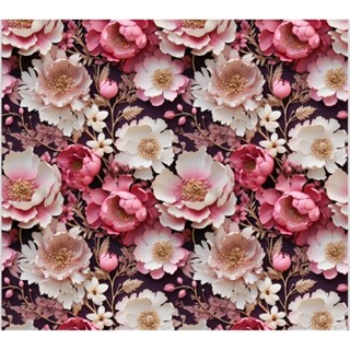 Tricoline Digital 3D Glamour Rosa 1 fundo vinho