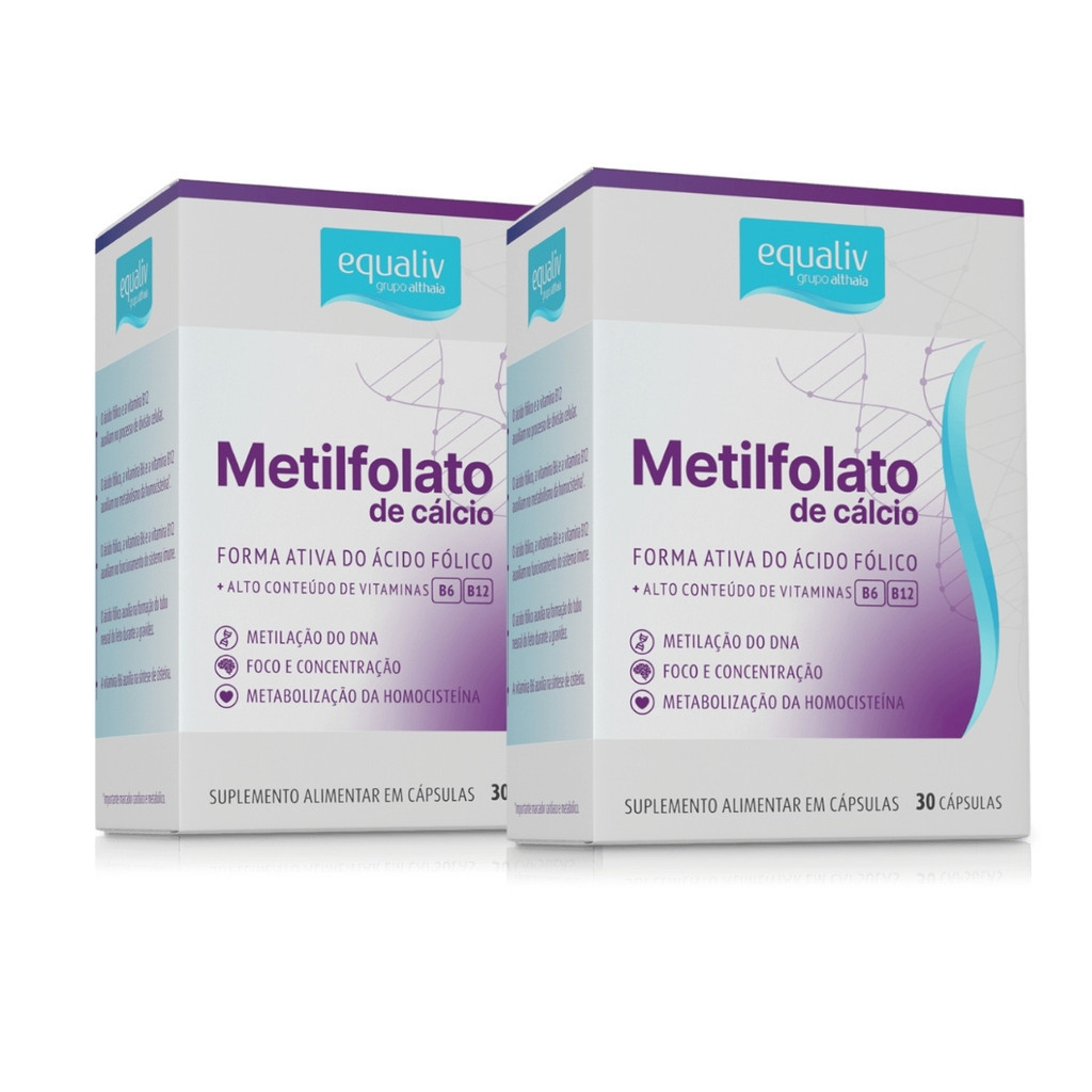 Kit 2 Metilfolato de Cálcio Vitam B12  Ácido fólico Equaliv