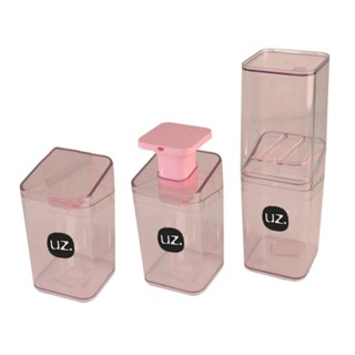 KIT 3 PEÇAS BANHEIRO PORTA ESCOVA SABONETE LIQUIDO ALGODÃO DIVERSAS CORES - UZ