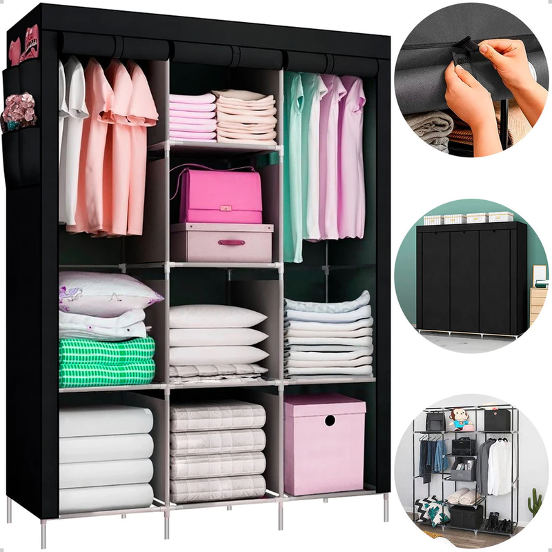 Guarda-Roupa Armário Dobrável Portátil com Cabideiro