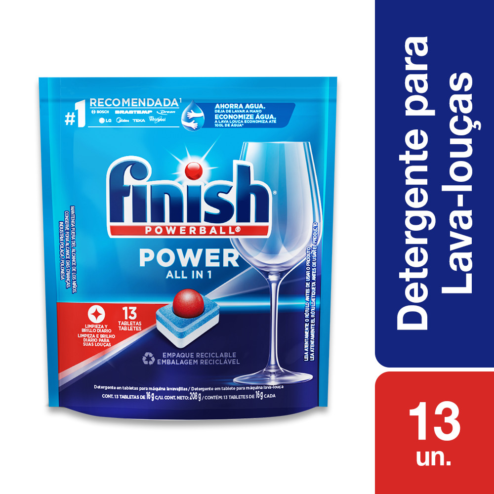 Detergente Lava Louças Finish Powerball com 13 Tabletes - Home & Living