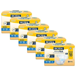 Kit 6 Fraldas Geriátricas Bigfral Derma Plus M com 18un cada