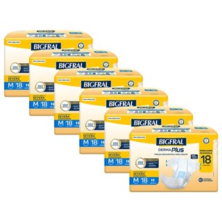 Kit 6 Fraldas Geriátricas Bigfral Derma Plus M com 18un cada em Oferta na Shopee