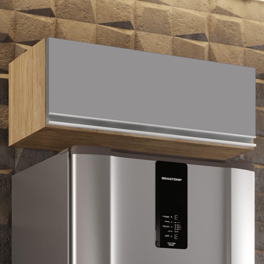 Armário Aéreo de Cozinha Para Geladeira 70cm Texas Castanho/Cinza - Lumil Móveis em Oferta na Shopee