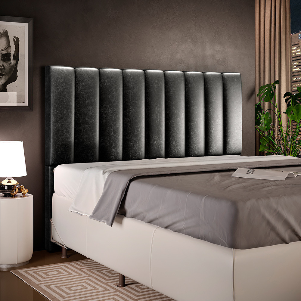Cabeceira Cama Box Queen 160 cm Dália W01 Couríssimo Preto - Lyam Decor em Oferta na Shopee