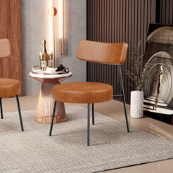Poltrona Decorativa Para Sala De Estar Base Fixa Londres L02 Couríssimo Camel - Lyam