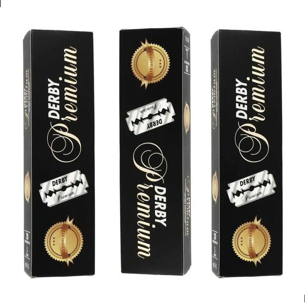 300 - Lamina pra barbear inteira Derby Premium Black Atacado