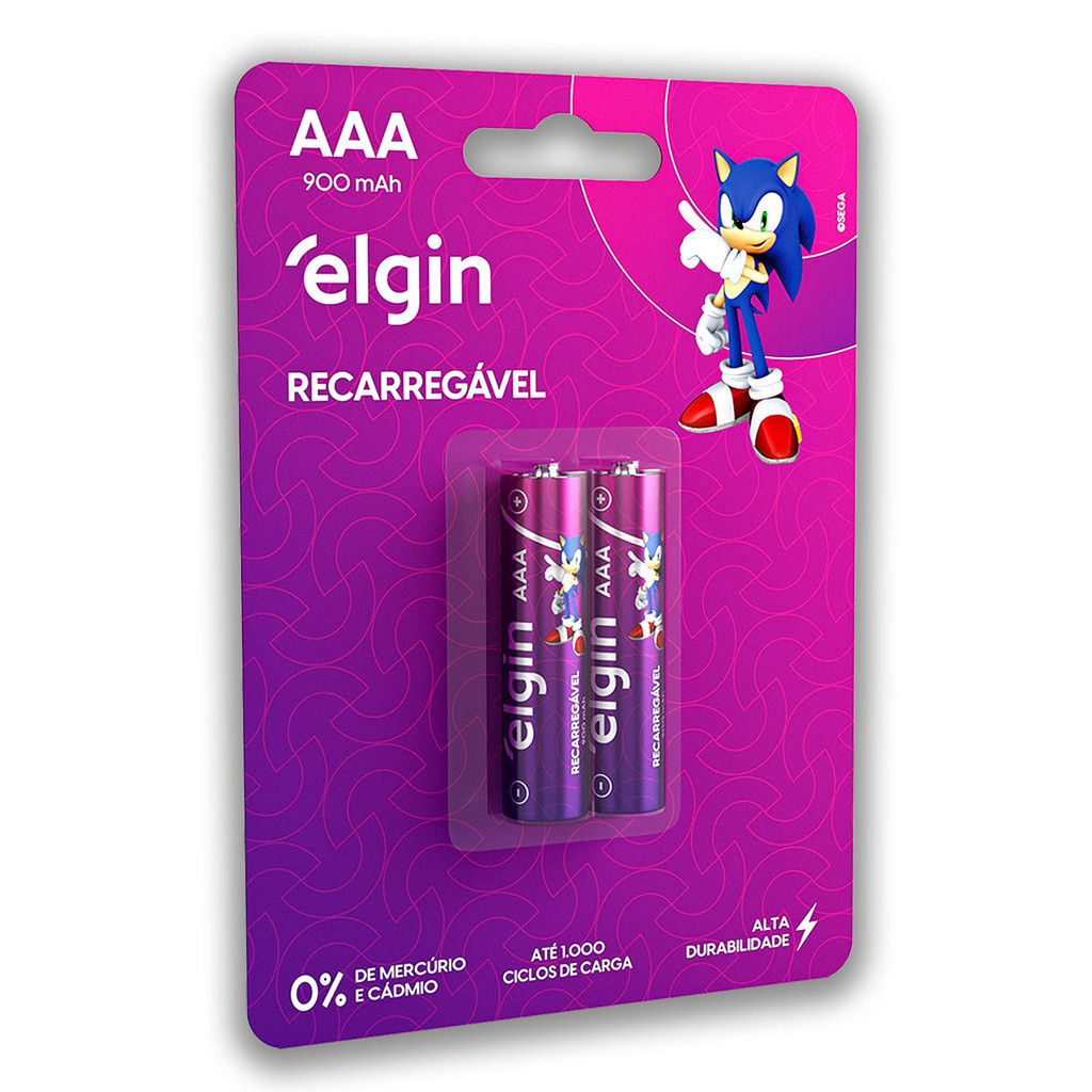 Pilha Recarregável AAA Elgin Bateria 3A 900mAh Palito 2 unidades - Home Appliances
