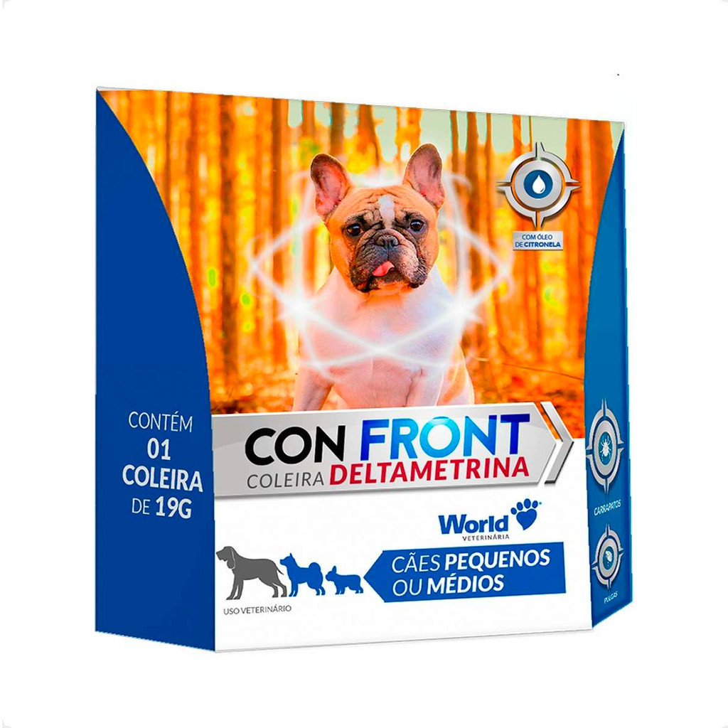 ConFront Coleira Deltametrina 19g para Cães Pequenos e Médios - 1 Unidade em Oferta na Shopee