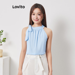 Lovito Elegante Regata com Amarração Frontal para Mulheres L74ED131