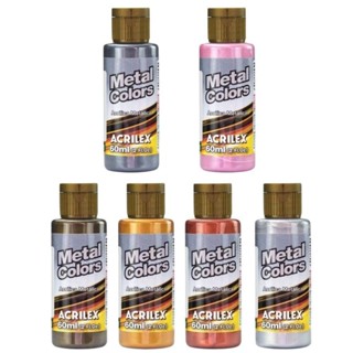 Tinta Metal Colors 60ml Acrilex - Kit Escolha 6 Cores em Oferta na Shopee
