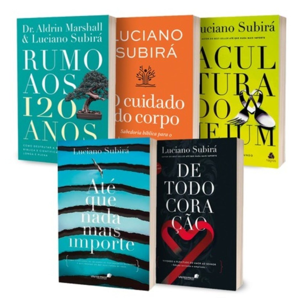 Kit  Luciano Subirá com 5 Livros | Rumo aos 120 anos + O Cuidado do Corpo + Cultura do Jejum + Até que nada nos importe + De Todo Coração em Oferta na Shopee