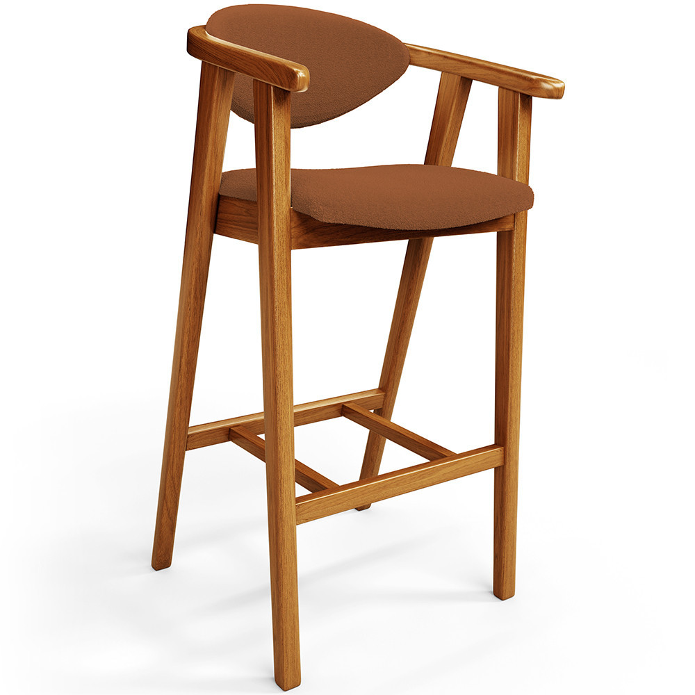 Banqueta Alta Para Cozinha Bancada Bar Sala de Jantar Fixa Cecília L02 Bouclê Terracota - Lyam em Oferta na Shopee