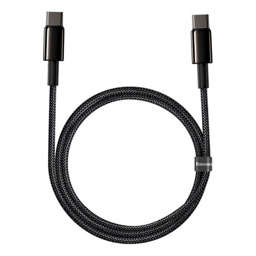 Baseus Cabo Turbo Tipo-C para Tipo-C Tungsten Gold 100W 1m Fio Trançado Alta Densidade Flexível - Mobile & Gadgets
