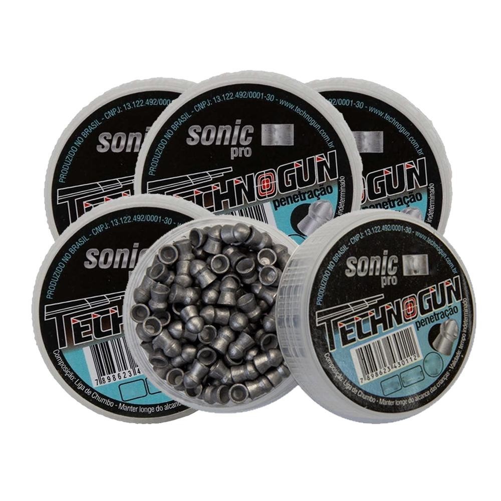 5 Latas de Chumbinho Sonic Pro 5.5mm 625 Unidades - Technogun