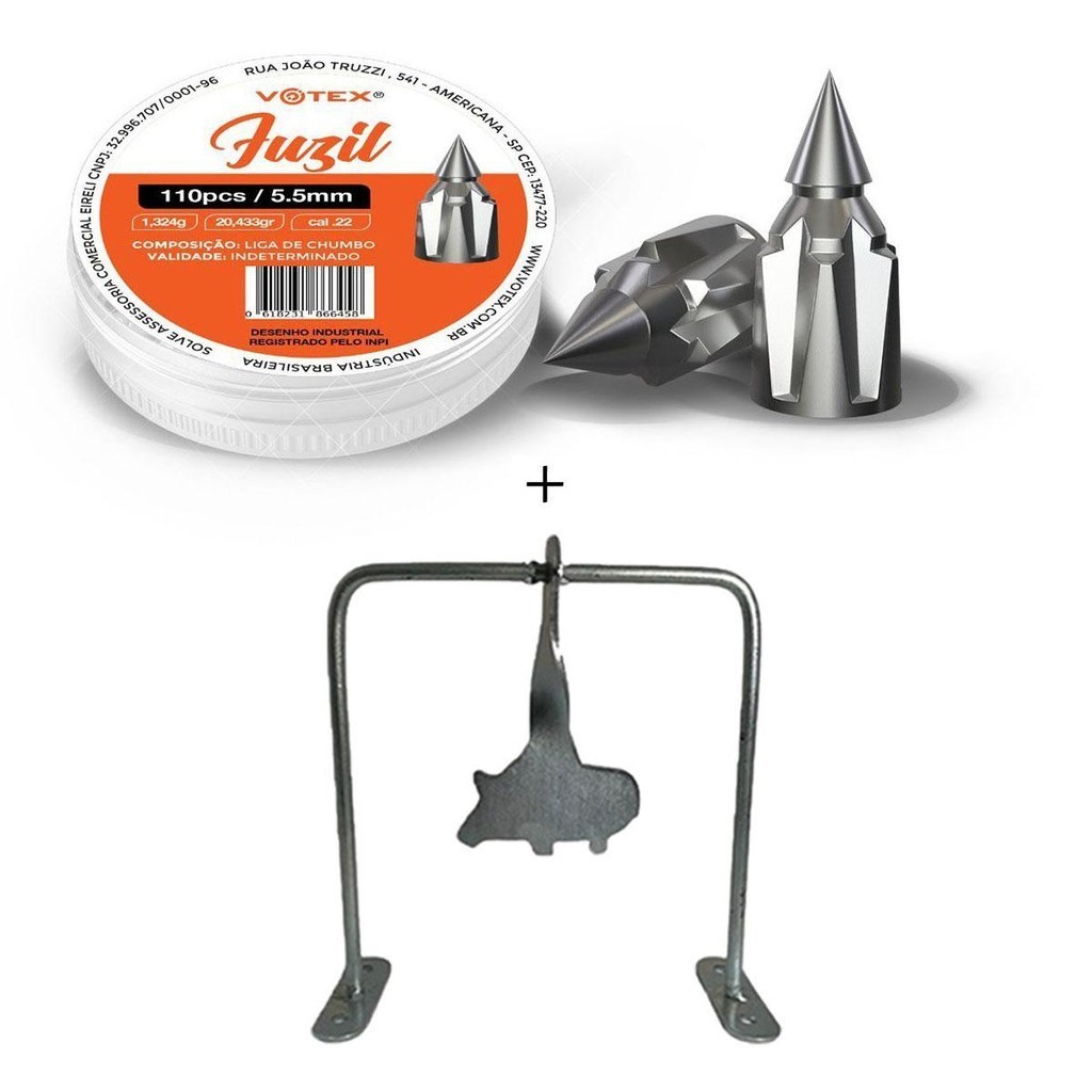 Chumbinho Fuzil 5.5mm 1,324g - Votex + Alvo Javali