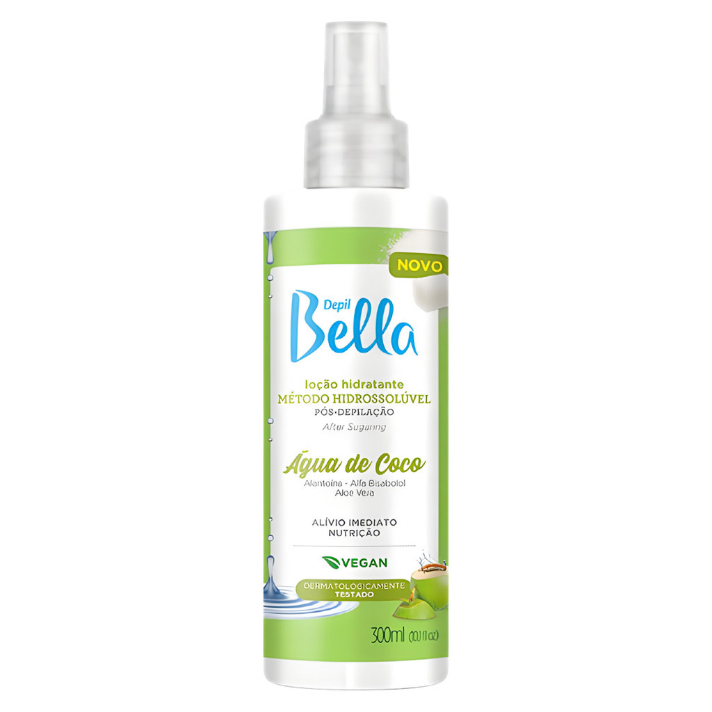 Loção Hidratante Pós Depilação Hidrossolúvel Água de Coco Depil Bella 300ml em Oferta na Shopee