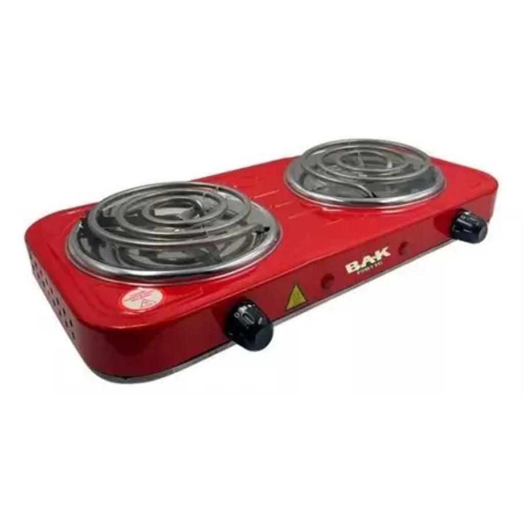 Fogareiro 110v 2 Bocas Cooktop Camping 2000W BAK BK-FCE708-110 Vermelho