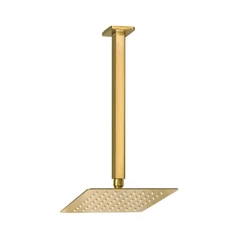 Ducha Chuveiro 20x20 De Teto Inox Com Braço 30 Cm Dourada Gold