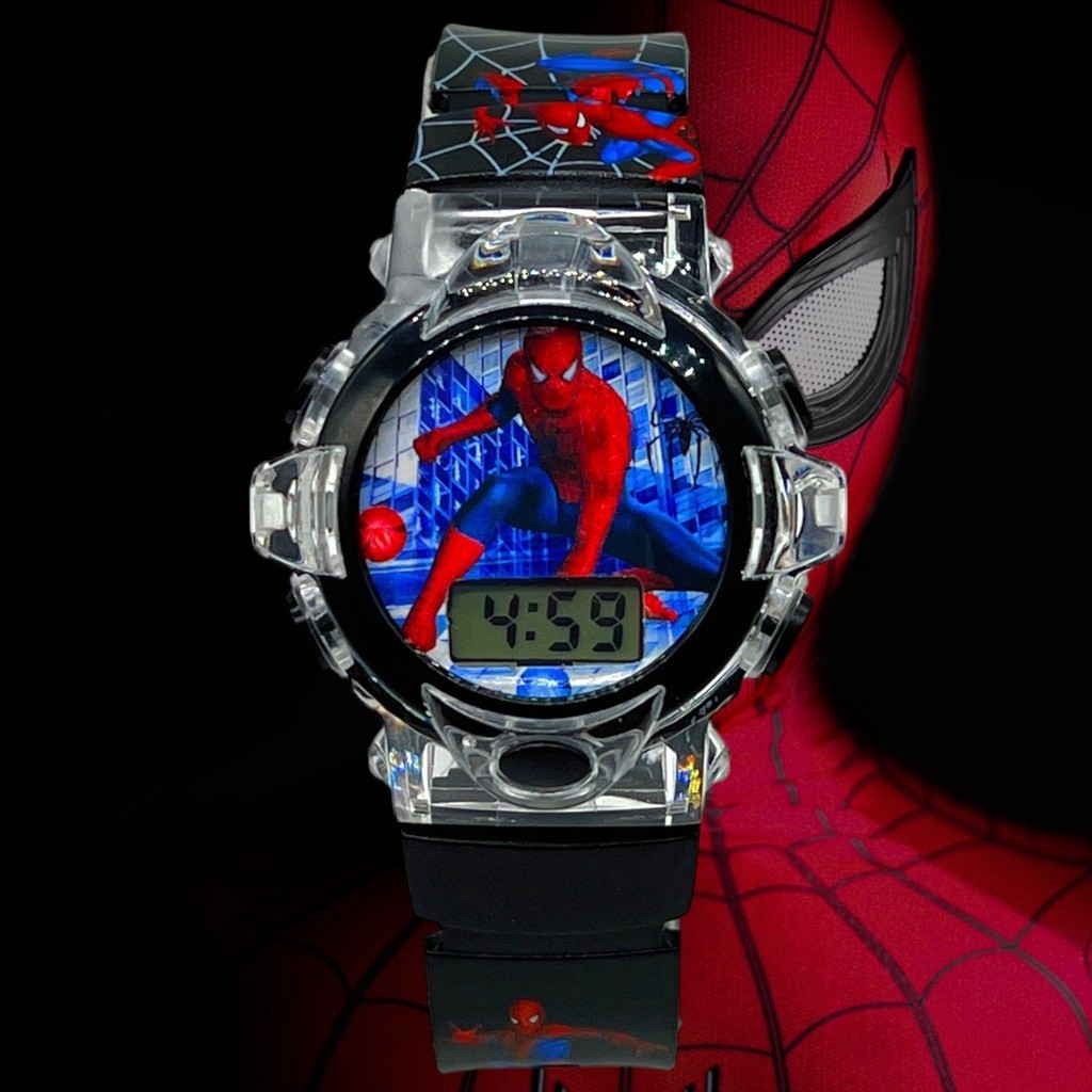 Relógio Infantil Marvel Vingadores Homem Aranha Pisca Luz e Toca Musica ESOT