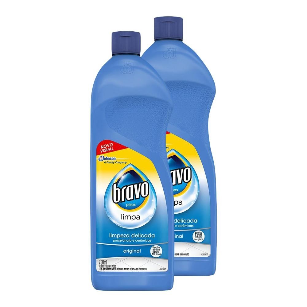 Kit 2 Limpa-Pisos Bravo Porcelanato e Cerâmica Original 750ml em Oferta na Shopee