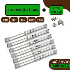 Kit 6 Pistão à Gás Com Amortecedor Para Porta Armário Cozinha Abre Para Cima