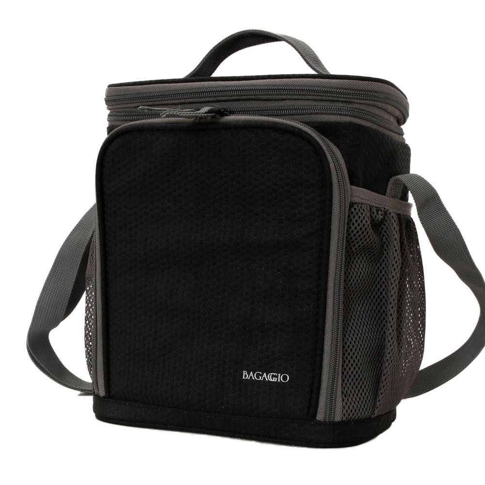 Lancheira Térmica com 3 Potes Bagaggio Fitness Preta