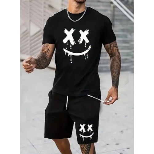 Camisa Oversized Smile + Bermuda Tactel Masculino Sorriso Gráfico