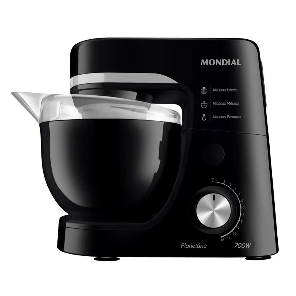 Batedeira Planetária BP-03 Mondial Com 12 Velocidades e 700W de Potência Preto