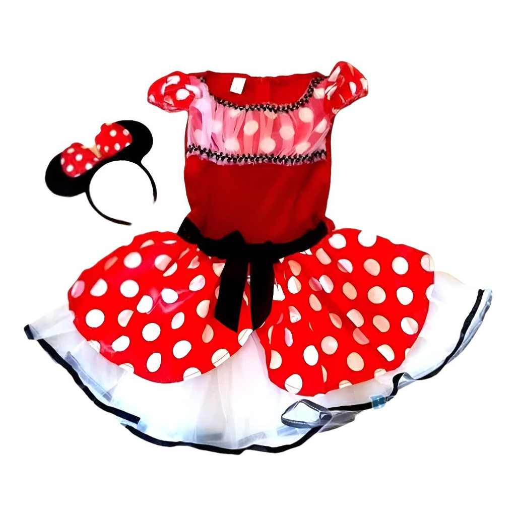 Fantasia Infantil Minie Vermelha Vestido Da Minie Com Tiara