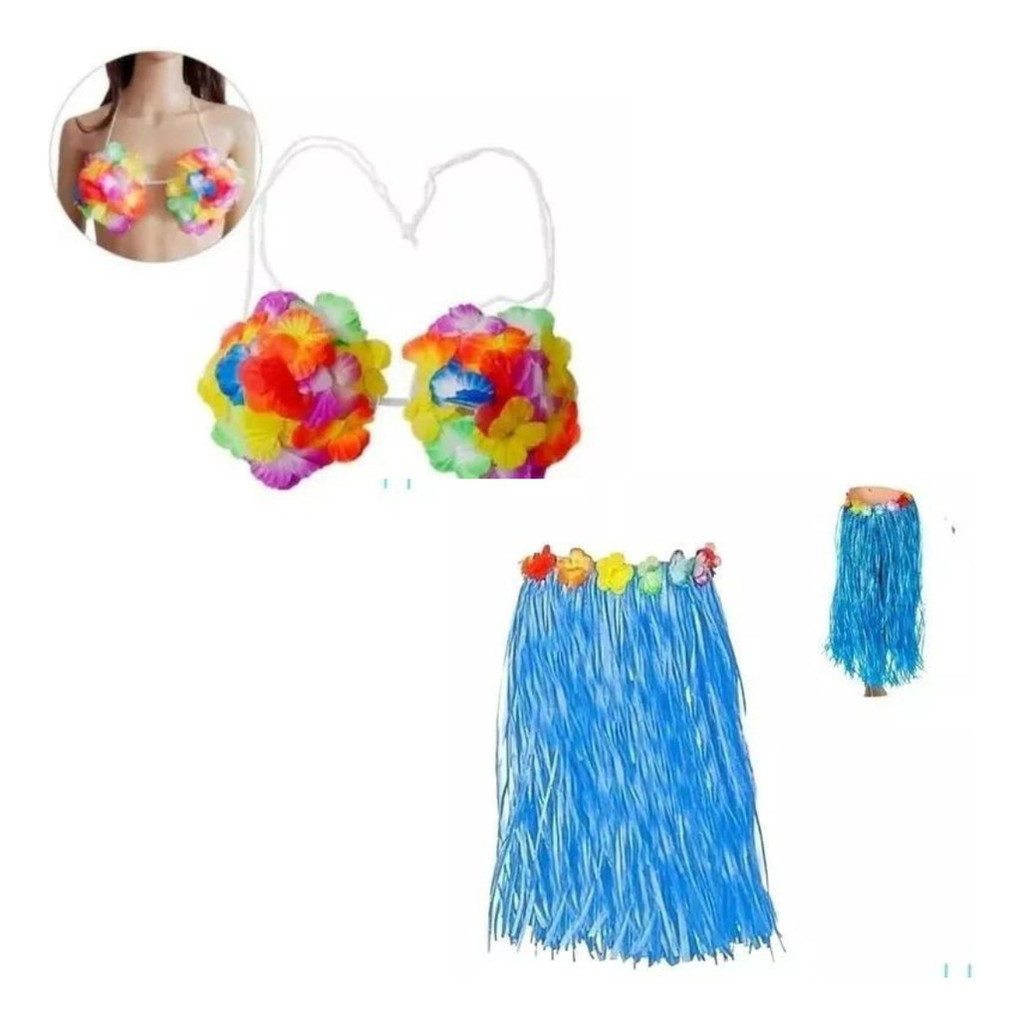 Fantasia Havaiana Top E Saia Carnaval Folia Festa Haway
