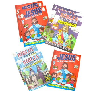 10 Kit Revistinha Bíblica Colorir Bíblico Infantil Livro Igreja Desenho Lembrancinha Criança Prenda