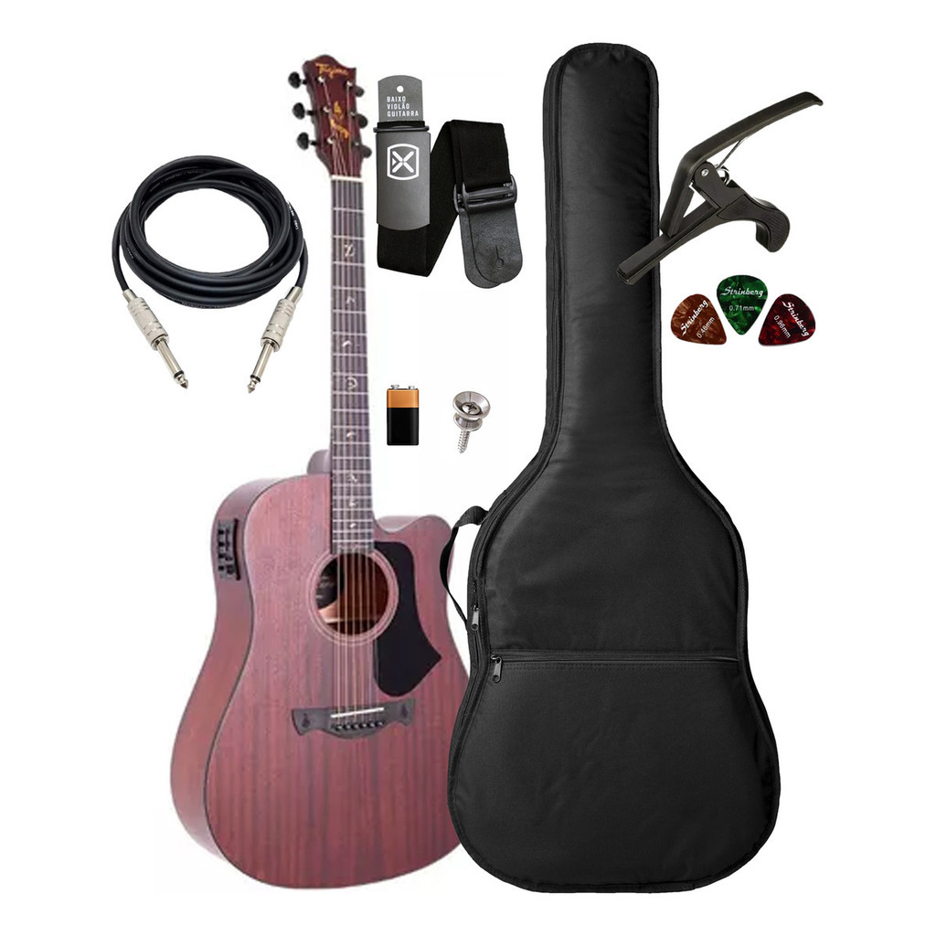 Violão Ele/ac Juninho Afram Tagima Dkmop C/ Capa Luxo E Kit em Oferta na Shopee
