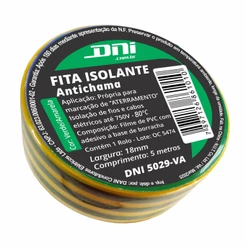 Fita Isolante 5m Antichama Verde e Amarela - DNI 5029VA