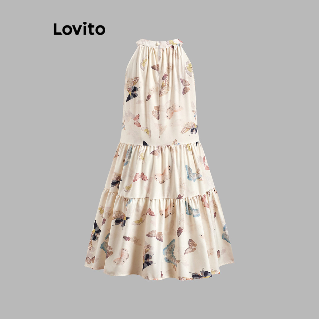 (Trendy) Lovito Vestido casual com estampa de zíper de borboleta para mulheres L121AD1164 - Women Clothes