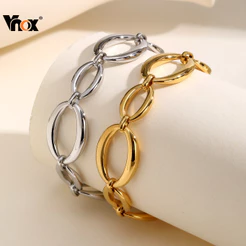 Pulseira De Corrente Artesanal De Aço Titânio Vnox Para Mulheres E Meninas , Joias Delicadas Grossas