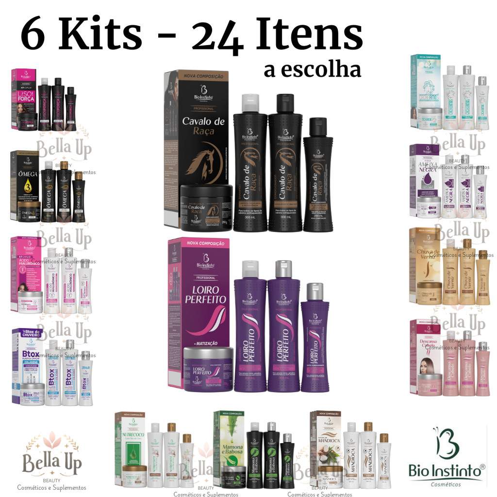 Caixa 6 Kits Capilares variados - Bio Instinto Hidratação Saúde Capilar