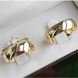 Par De Aliança Abaloada Banhada A Ouro 18k Ultra Resistente Alianças Clássicas Anatômica Dourada Aliança Tradicional Casamento Noivado Compromisso e Anel Solitário Para Noivado Chanfrada Fina 4mm 6mm Promoção com Caixa de Veludo
