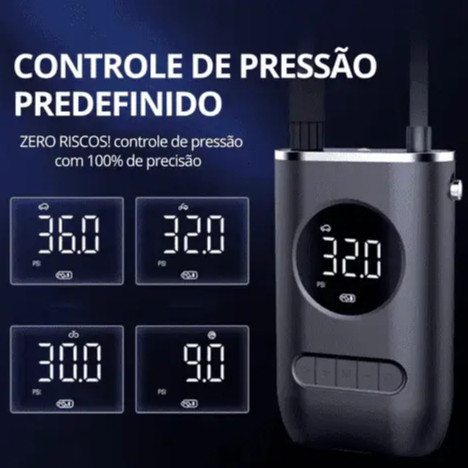 Mini Compressor de Ar Elétrico Portátil USB – Calibrador Digital para Pneus de Carro, Moto, Bicicleta e Mais