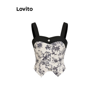 Lovito Regata Feminina Casual Com Costura Em Tecido Animal L77ED426