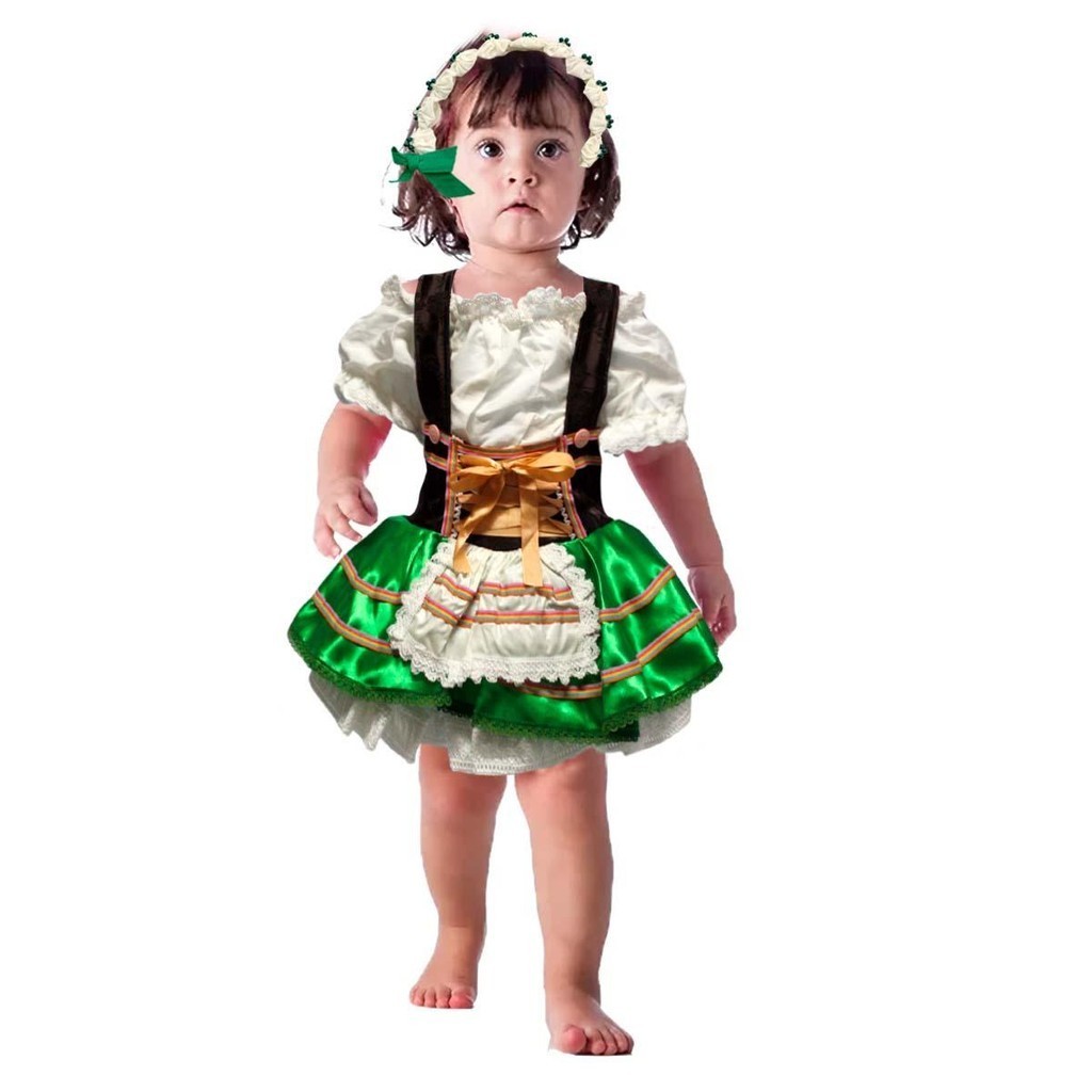 Fantasia Infantil Carnaval Oktoberfest pra Menina Vestido Alemã Com Tiara em Oferta na Shopee