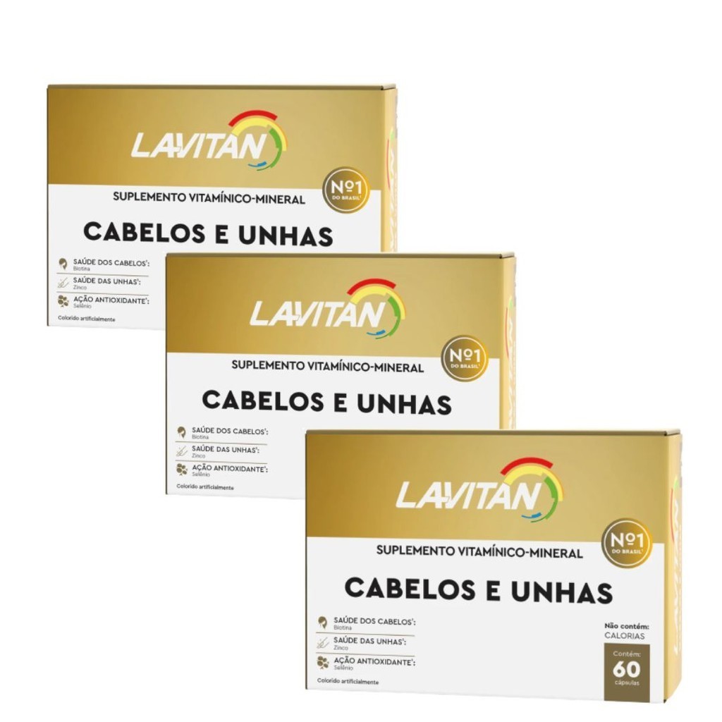 Kit 3 Multivitamínico Lavitan Cabelos e Unhas 60Cáps – Cimed