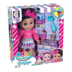Brinquedo boneca baby morena vem brincar gelateria massinha Cotiplas 2667