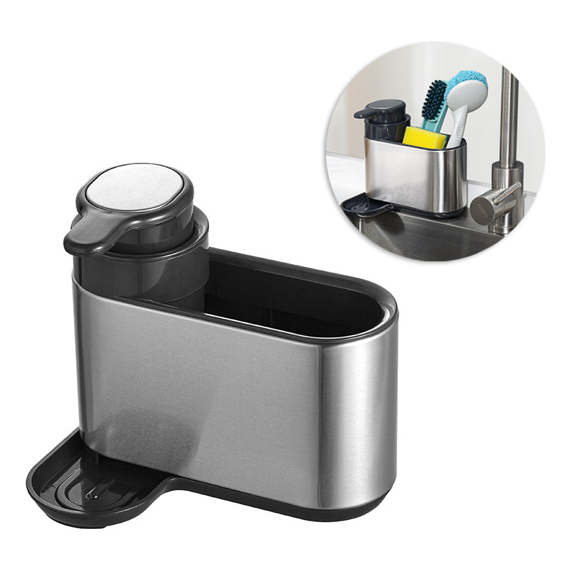 Dispenser Detergente Pia Cozinha Porta Espoja Aco Inox Luxo