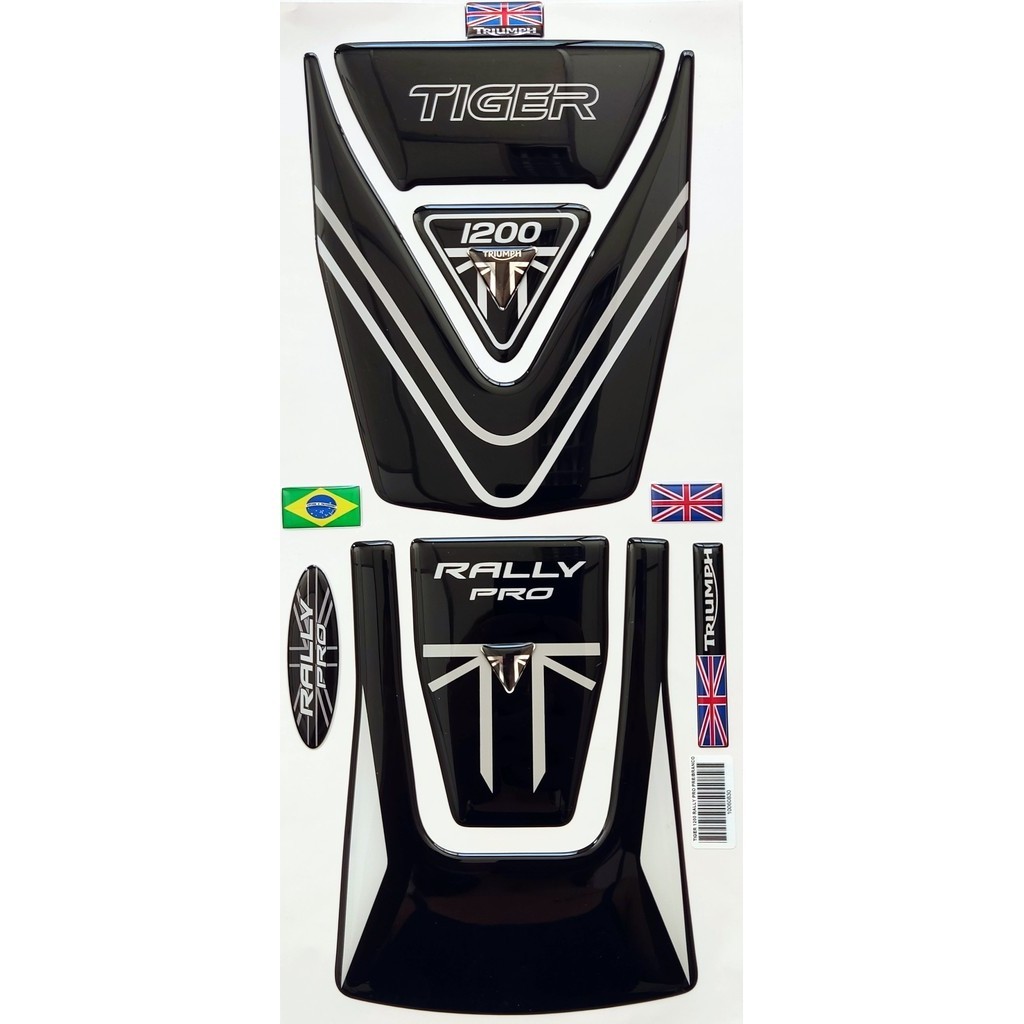Adesivo Resinado Tanque Moto Triumph Tiger 1200 2022 Rally Pro Preto/Branco