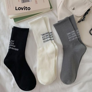 Lovito Meias Básicas Casuais Com Letras Para Mulheres LNL45100