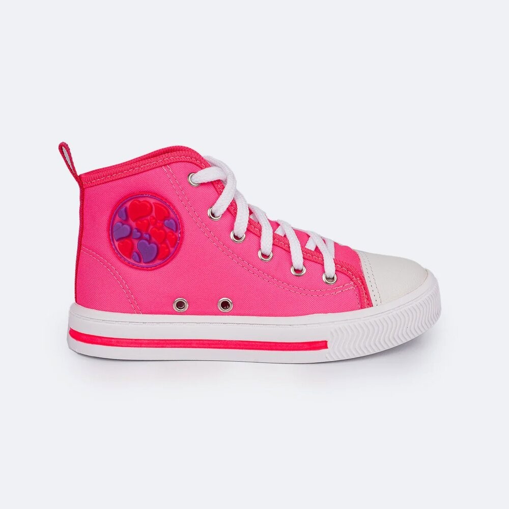 Tênis Cano Médio Pampili Easy Nação Pink Neon Lona 729.003